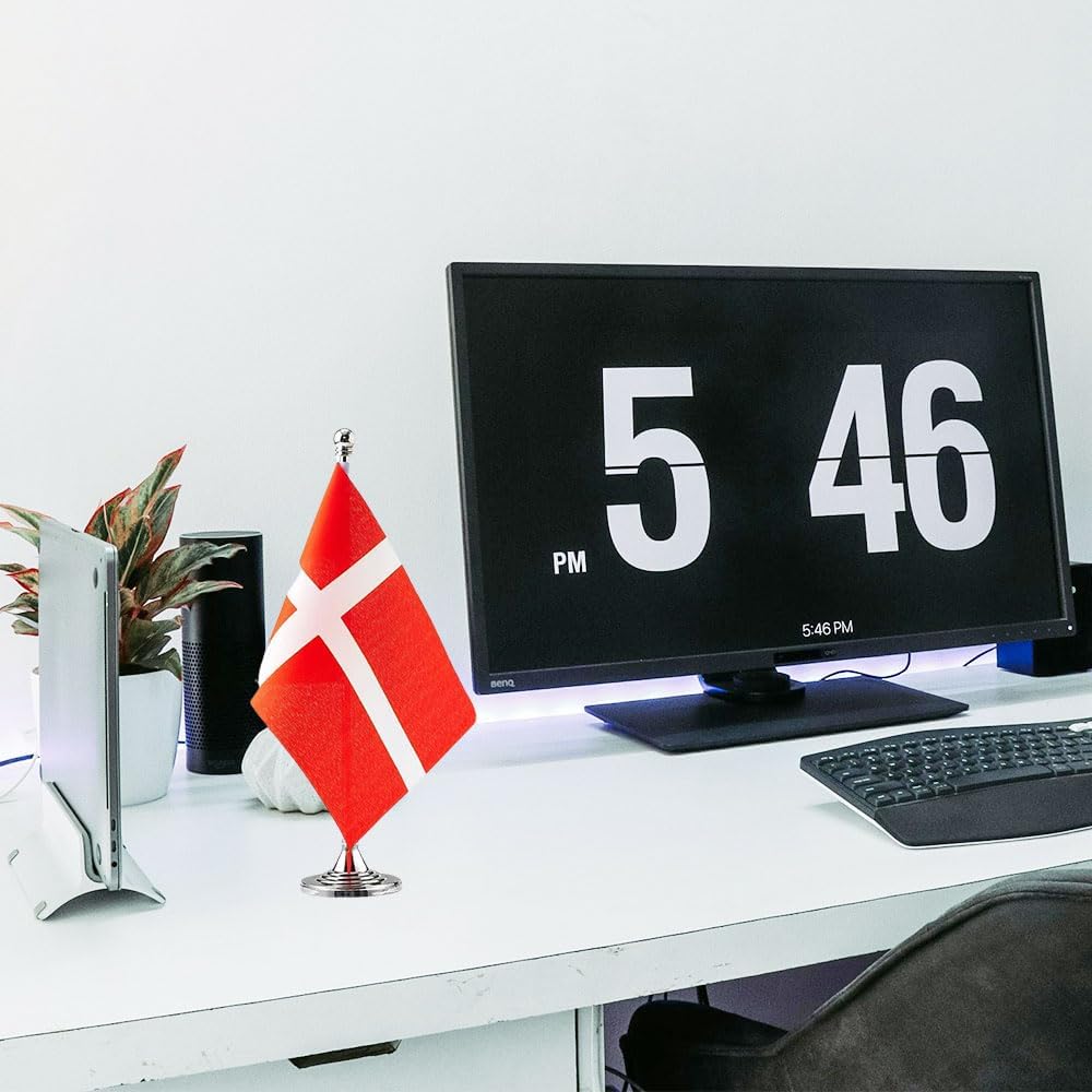 Denmark Flag Danish Flags, Small Mini Danish Desk Flag, Used for Table Office Classroom Home Patriotic Events Decorations