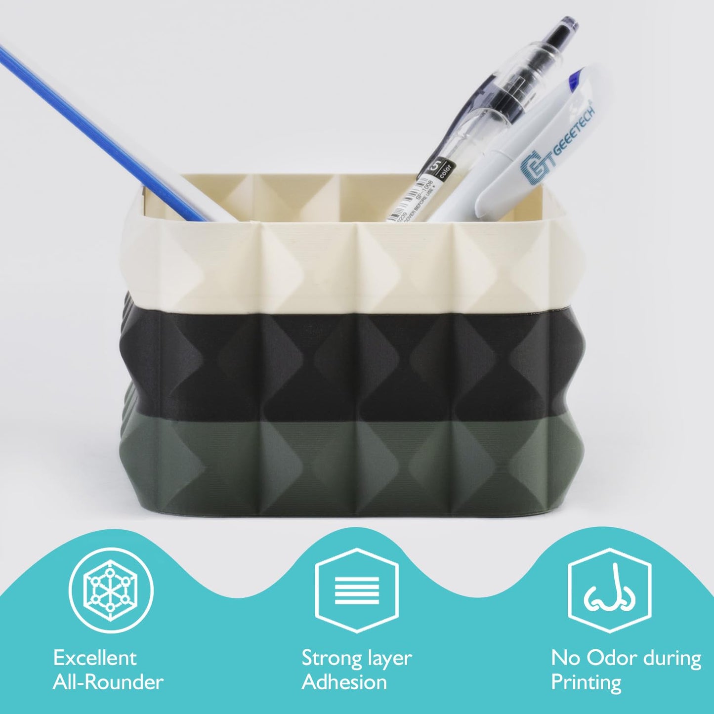 Geeetech PETG Filament 1.75mm, 1 KG (2.2lbs) Spool 3D Printer Filament, High-Toughness, ±0.02mm Accuracy, Neatly Wound & Moistureproof, Non-Clogging Non-Stringing, Fits Most FDM Printers, Black