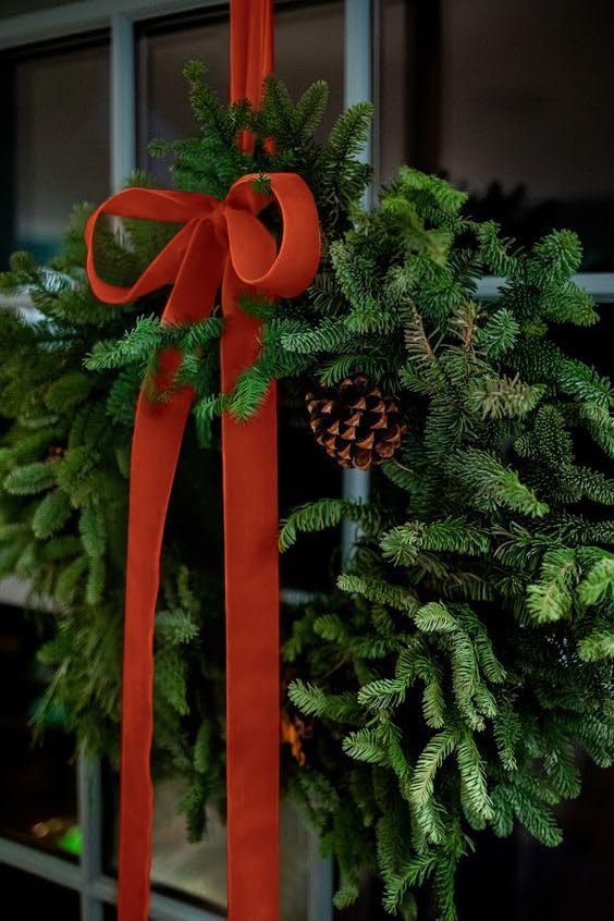 Burnt Orange Velvet Ribbon 1.5'' 25 Yards for Christmas Tree, Gift Wrapping, Flower Bouquet, Wreath Decorations, Bow Making