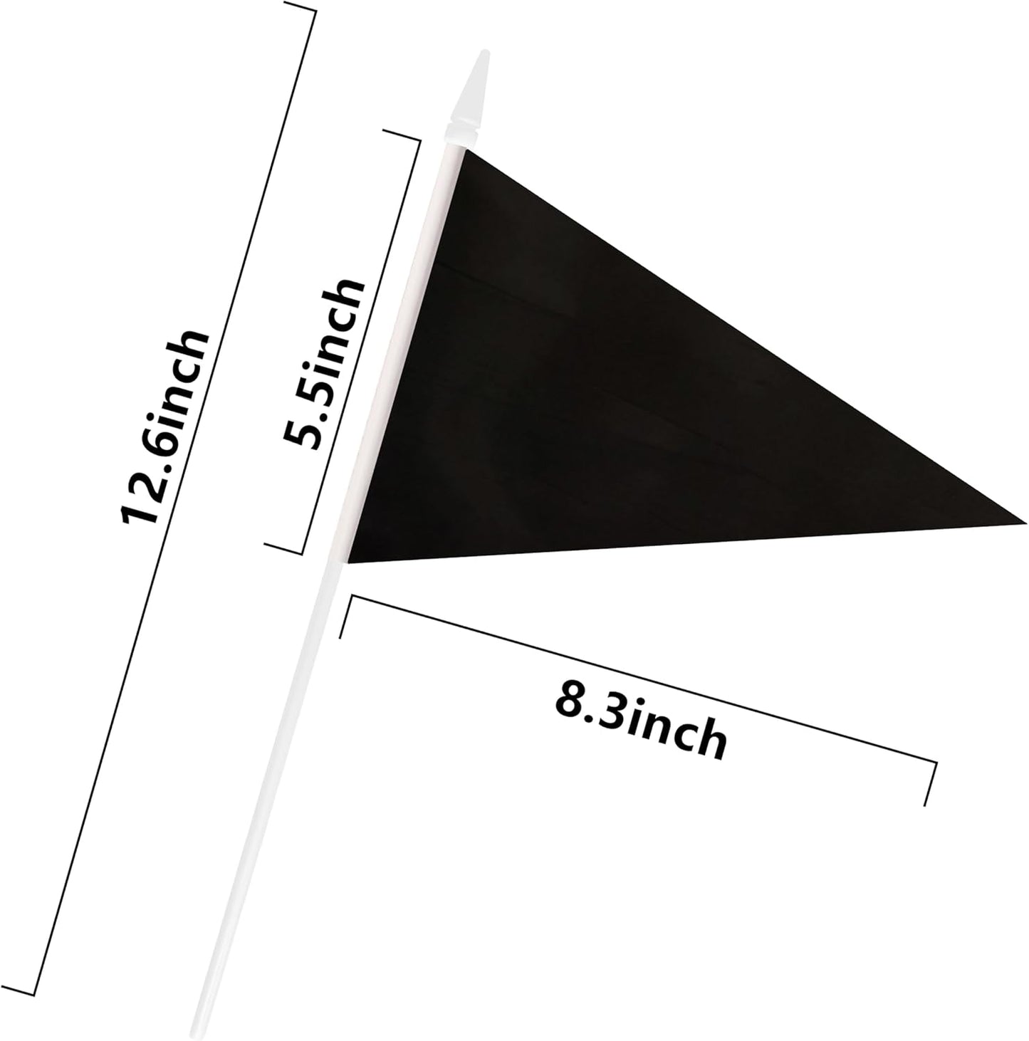 12 Pack Black Pennant Flags Small Mini Hand Held Solid Color Pennant On Sticks Flags with 12.6"Solid Pole & Spear Top,Party Events Celebration,School,Grand Opening,Kids Birthday,Sports Clubs,Flower Pot