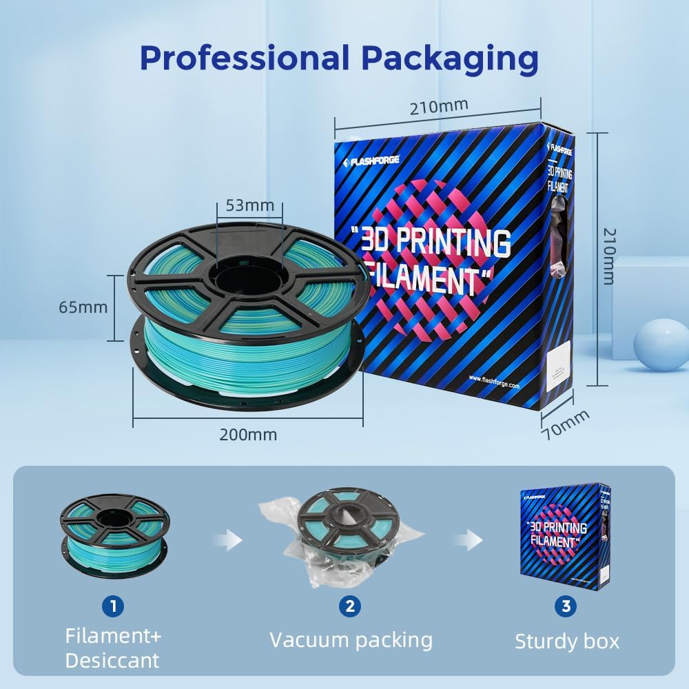 FLASHFORGE 3D Printer Filament Gradient Color Change PLA Filament 1.75mm, 1KG Spool (2.2lbs), Dimensional Accuracy +/- 0.02mm, Better Tenacity & No Knotting 3D Printing Filament (Blue&Yellow)