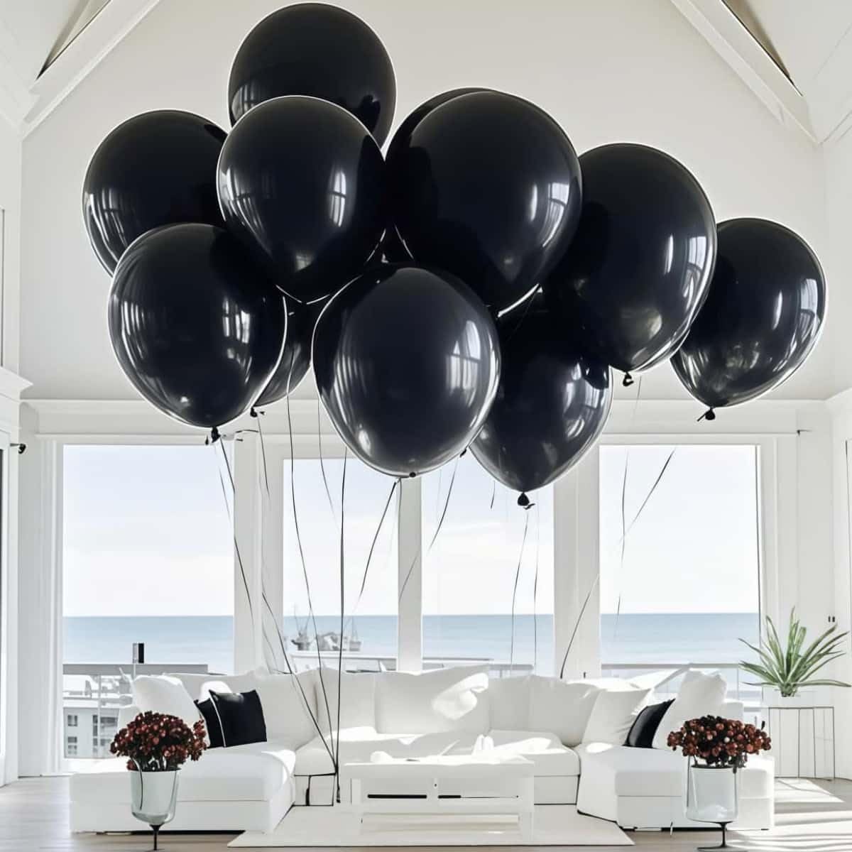 50 Pack Black Balloons 24 Inch Black Latex Party Balloon for Wedding, Birthday, Baby Shower and More