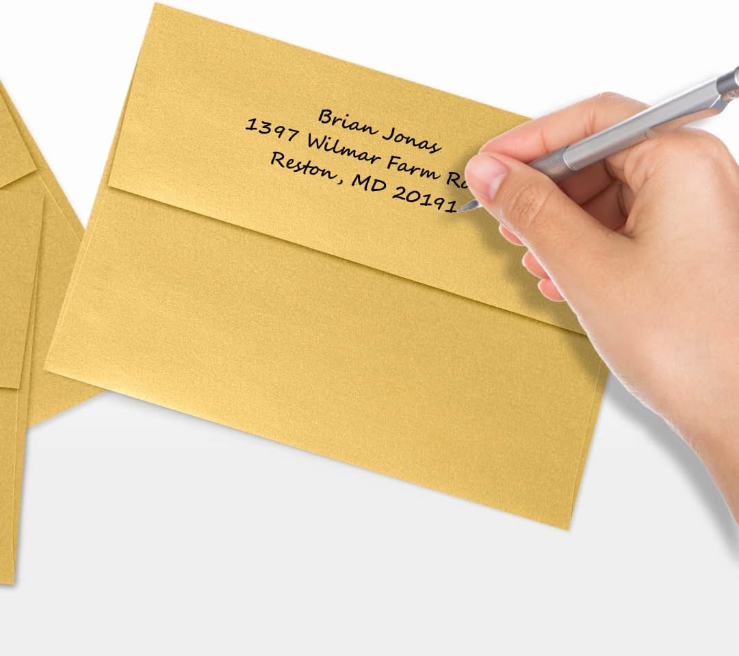 LUXPaper A7 Invitation Envelopes | Peel & Press | 5 1/4" x 7 1/4" | Gold Metallic | 80lb. Text | 50 Qty