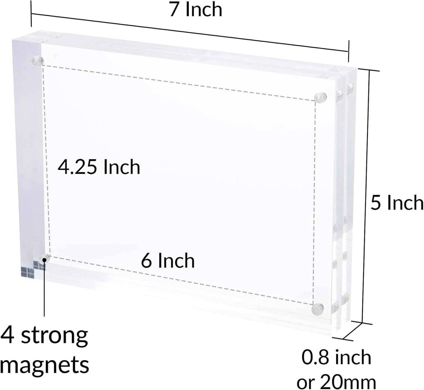 SimbaLux Magnetic Acrylic Picture Photo Frame 5x7 inches (3 Pack), Clear Glass Like, Double Sided Frameless Desktop Floating Display, Free Standing, Easy to Change