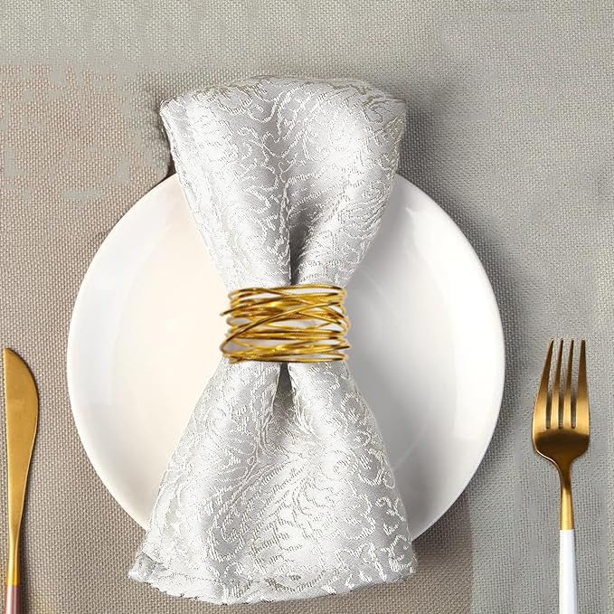 Gold Napkin Rings - 6 PCS Metal Napkin Rings(Twisted Wire) Napkin Holders Buckles for Family Dinner, Wedding, Party,Table Decorations