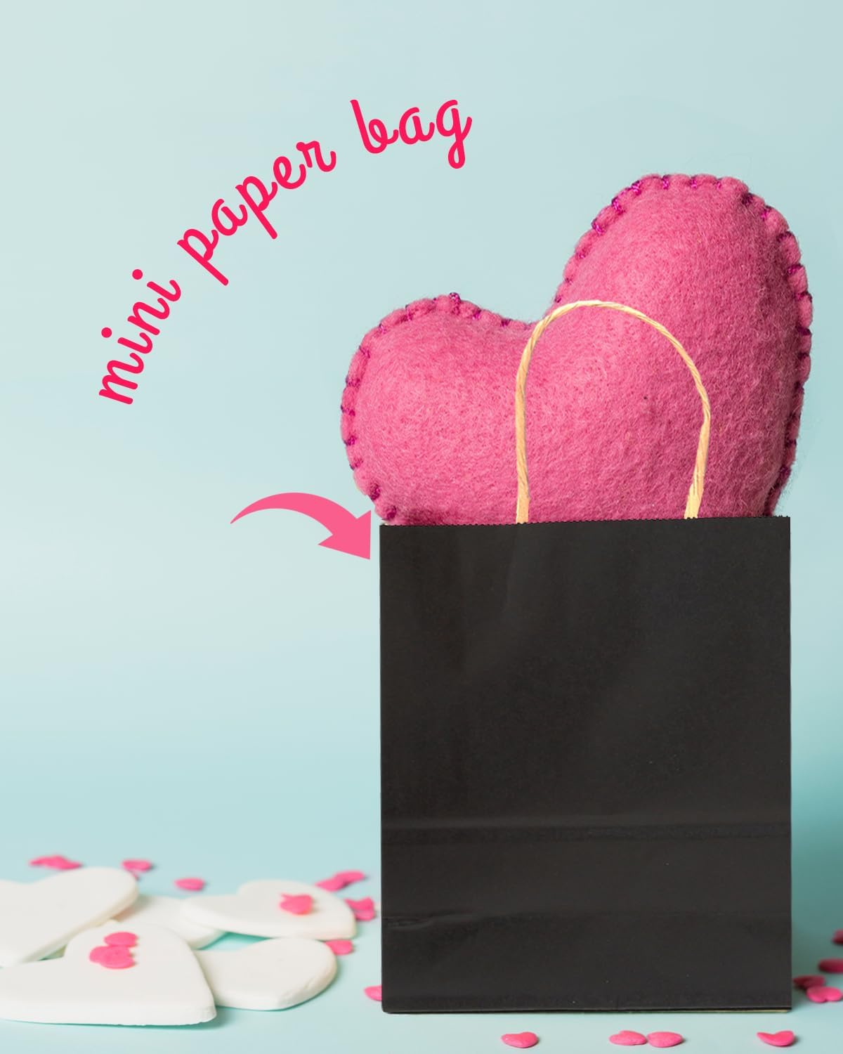 Bakepacker 100 Pcs Black Mini Paper Gift Bags with Handles 6"x4.5"x2.5" Kraft Party Favor Bags Multiple Uses (Mini size)