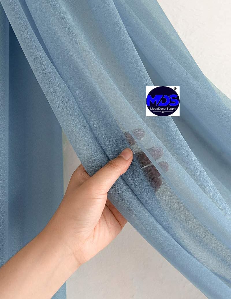 MDS Halloween Chiffon Draping Fabric - 2 Panel, 30" Wide x 75ft Long - Sheer Spooky Arbor & Canopy Drapery for Haunted House Backdrops, Party Ceilings, DIY Costumes & Themed Events - Dusty Blue