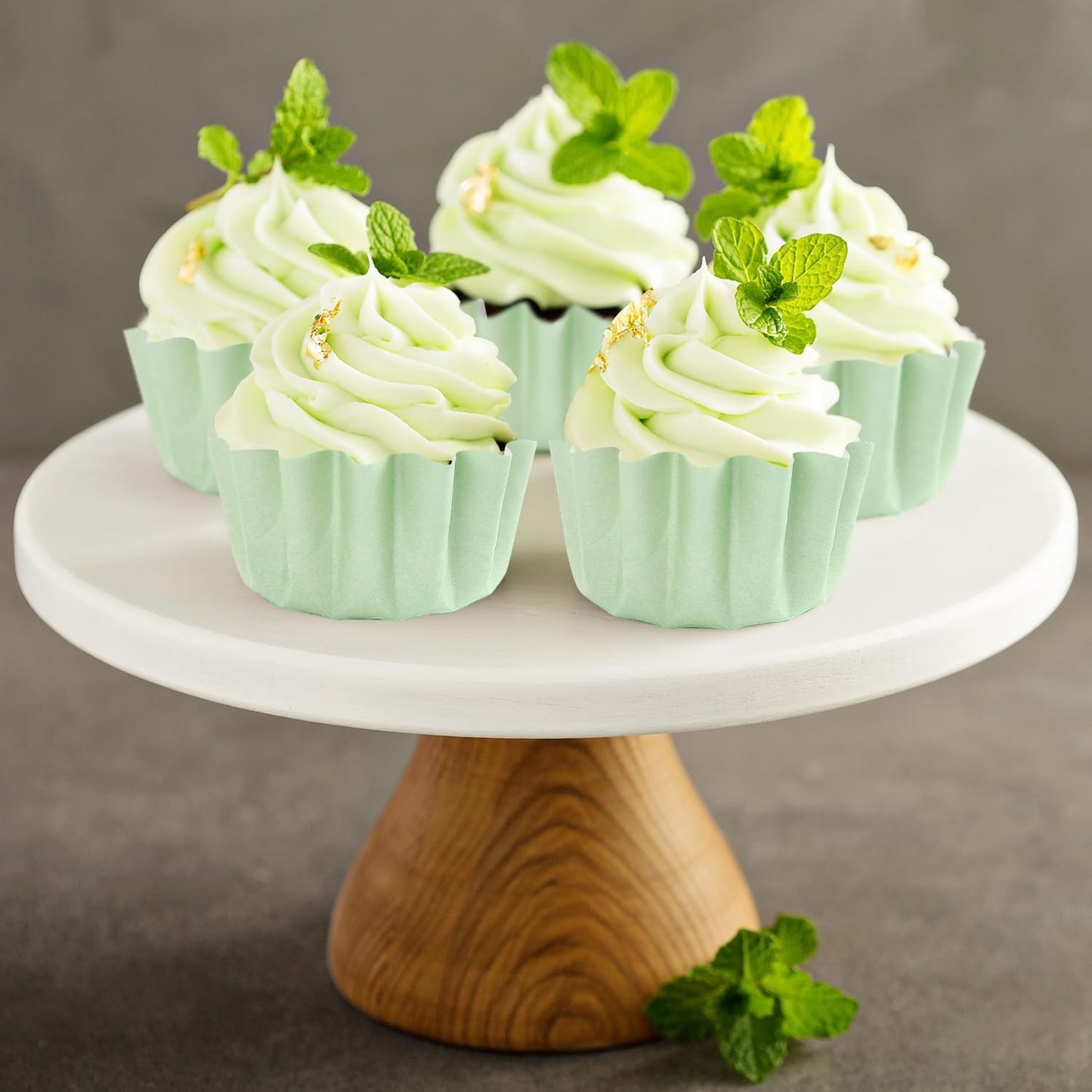 Quera 200Pcs Sage Green Grease-Resistant Mini Cupcake Liners Wedding Muffin Baking Cups Baby Shower Cupcake Wrappers for Wedding Birthday Holiday Party or Baby Shower(1.18 x 1.18 in)