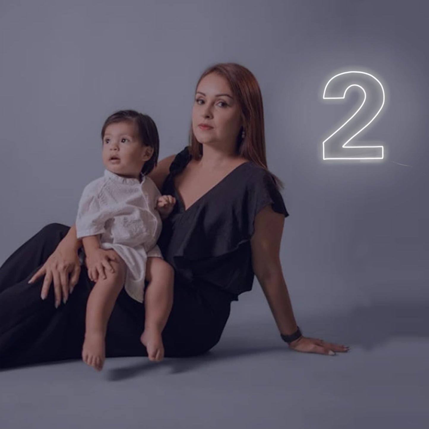 Number 2 Neon Sign for Bedroom, 16.54" Cool White USB Battery Powered Birthday Neon Sign for Party Wedding Anniversary Decor Light Sign (Number 2)