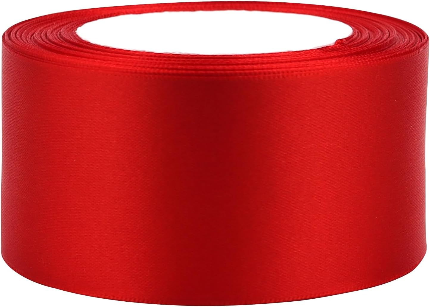Red Solid Satin Ribbon 2 Inch 25 Yards Solid Polyester Fabric Ribbon for Gift Wrapping Wedding Christmas Baby Shower Birthday Party Decoration Handmade Immortal Flower Craft