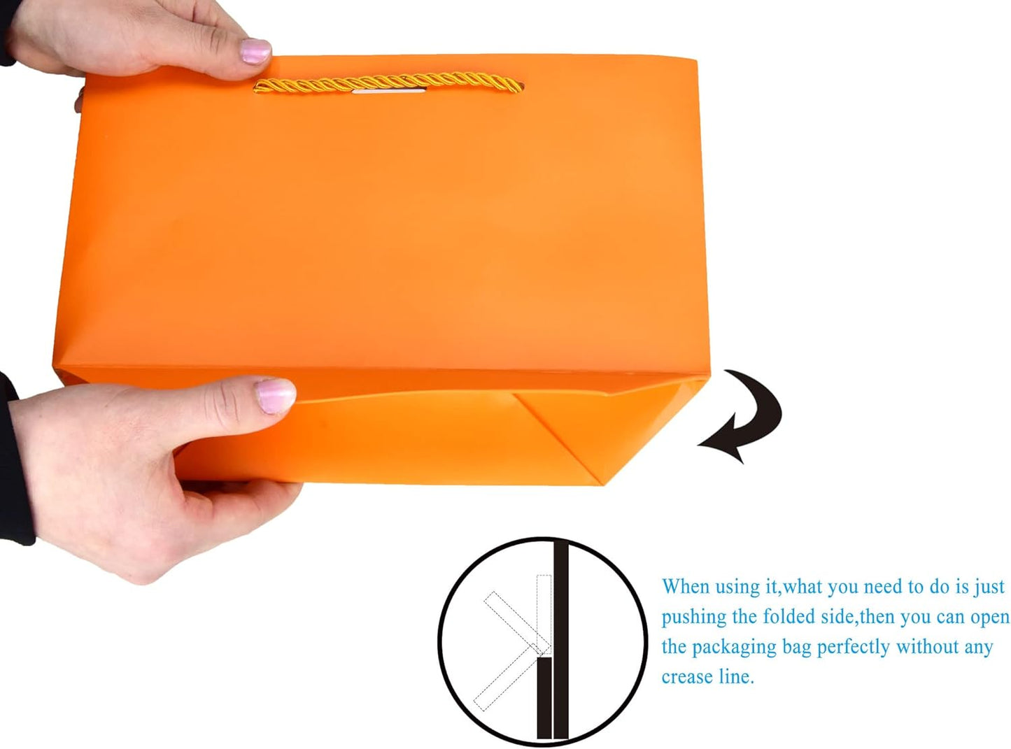 HUAPRINT Gift Bags with Handles,Party Favor Bags with Bow Ribbon,12Pcs Orange Paper Bags for Birthday Wedding Bridesmaid Present Celebration Holiday