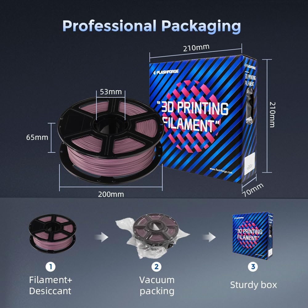 FLASHFORGE Carbon Fiber PETG Filament 1.75mm, Carbon Fiber PETG 3D Printer Filament, 1KG Spool Dimensional Accuracy +/- 0.02mm, Lightweight & Heat-Resistant & Moisture Free (Dusty Pink)