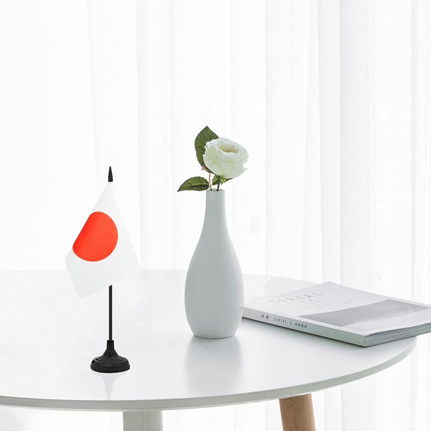 12 Pack Japan Desk Flag Set, Japanese Table Office Flag, Small Miniature Desktop Flag With Black Pole and Black Base, Classroom, Offices Meeting Desk Decoration (Japan)