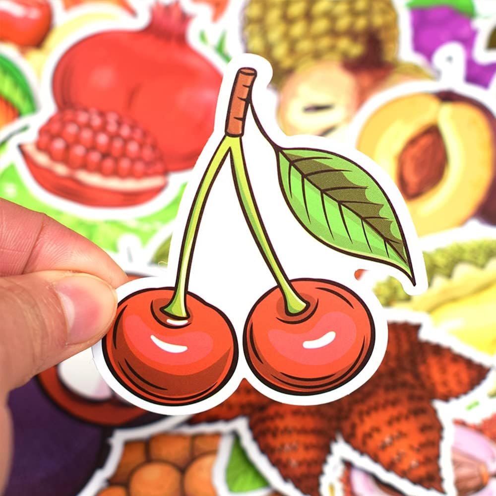 QTL Fruit Stickers for Kids Vegetable Stickers for Water Bottles Laptop Scrapbooking Waterproof Vinyl Pack 50Pcs