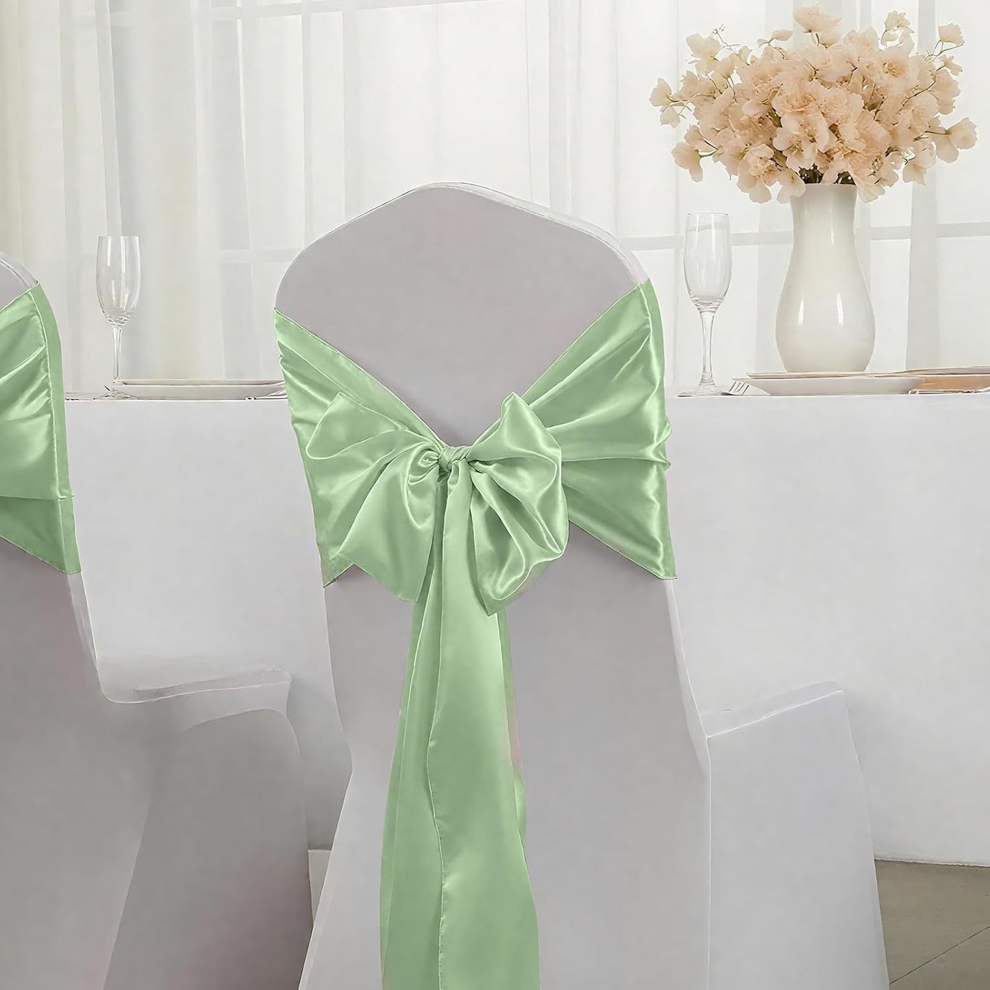 20 Pack Sage Green Satin Table Runner 12x108 Inches Long, Bright Silky Smooth Satin Table Runner Table Decor for Wedding Banquet Christmas Prom Event Birthday Party