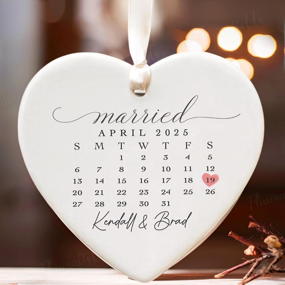 GABITA Personalized First Christmas Married Keepsake, First Christmas Married Ornament 2025, Decorations for New Couple, Married Ornament Calendar Gift 5