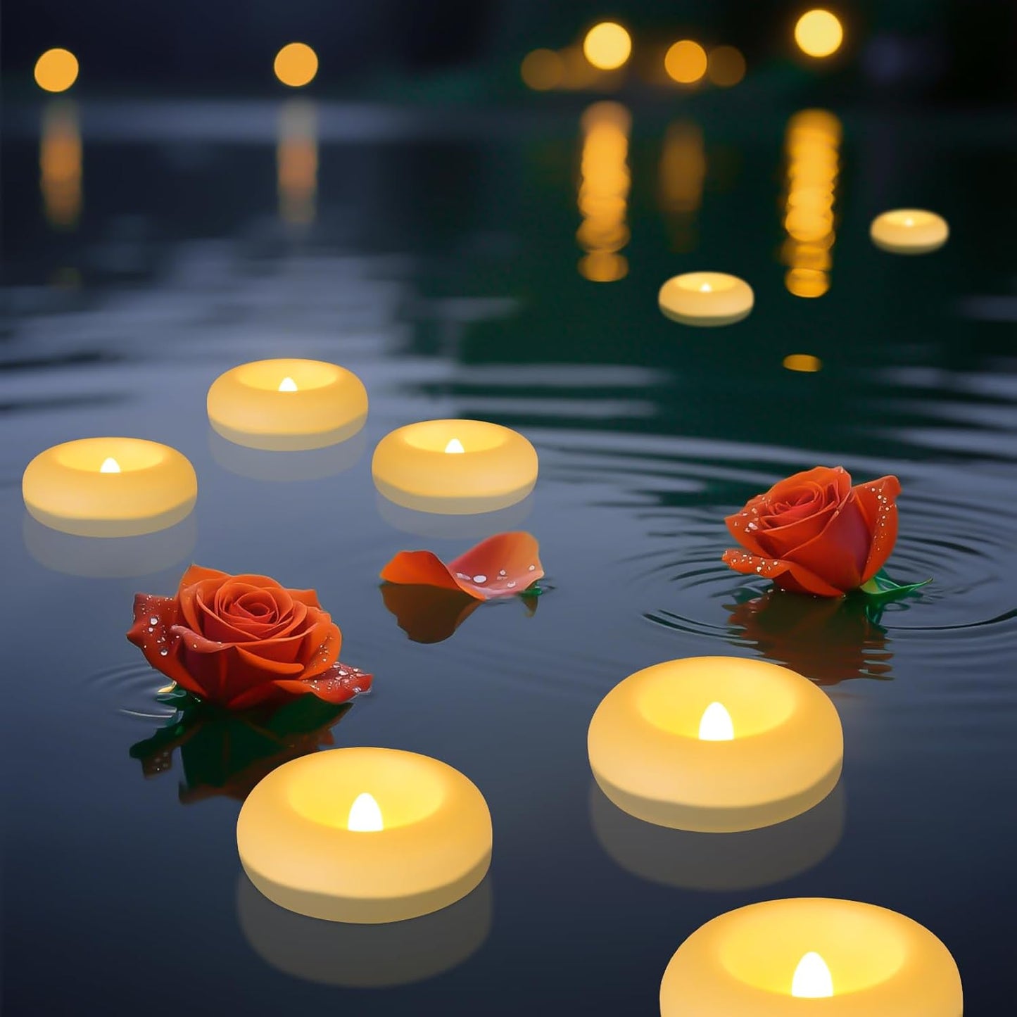 Aignis 12pcs Flameless LED Floating Candles Battery Operated, 120+ Hours Glow Time, 3 Inch Ivory Plastic Tealights, Cozy Warm Yellow Light for Romantic Pool/Bathtub/Hot Bath/Wedding Centerpiece Decor