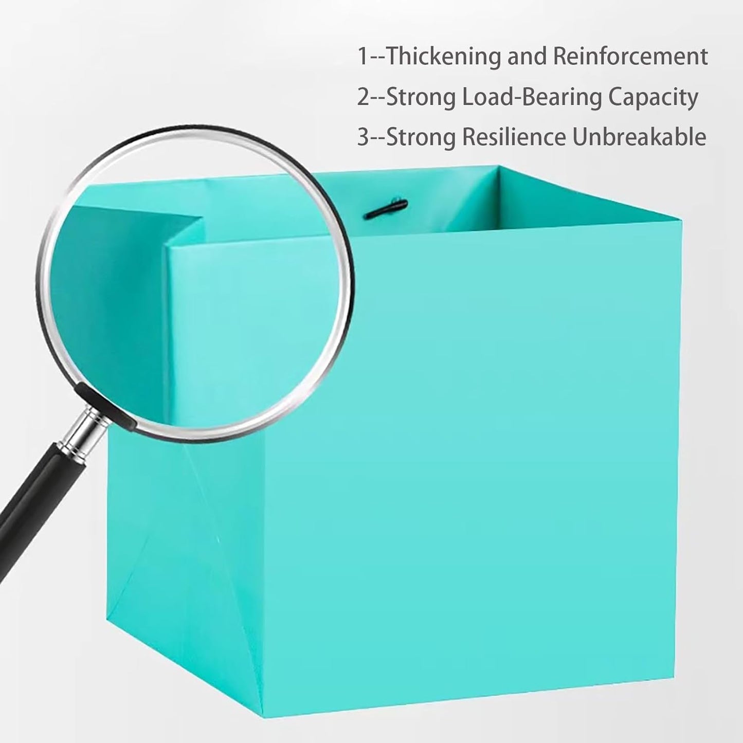 Teal Blue Paper Gift Bag 4 in Paper Box Small Square Bottom Kraft Paper Bags with Handles for Wedding Baby Shower Birthday Party (Teal Blue, 4 x 4 x 4 in, 10 CT)