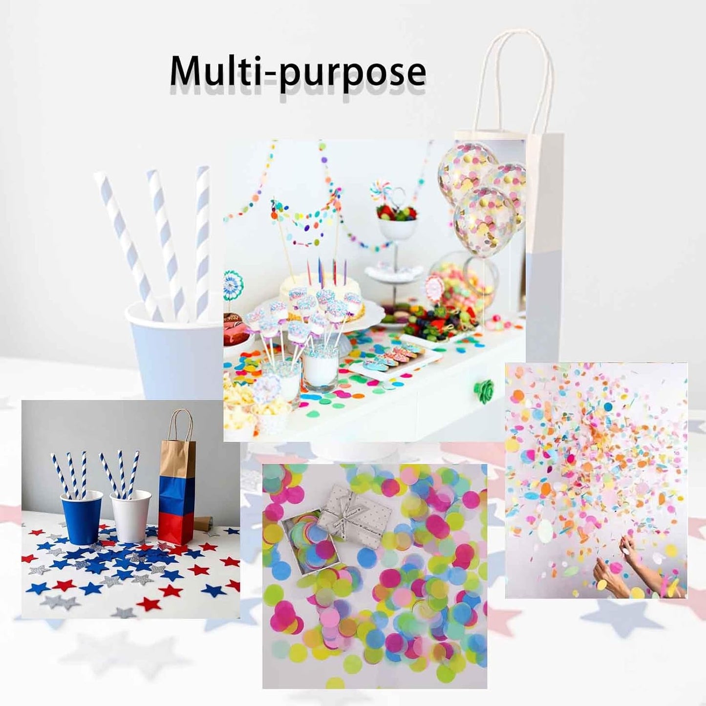 CC Wonderland Star Confetti, Blue Red and Silver, 1.2in, 200pc, Patriotic Party Decoration