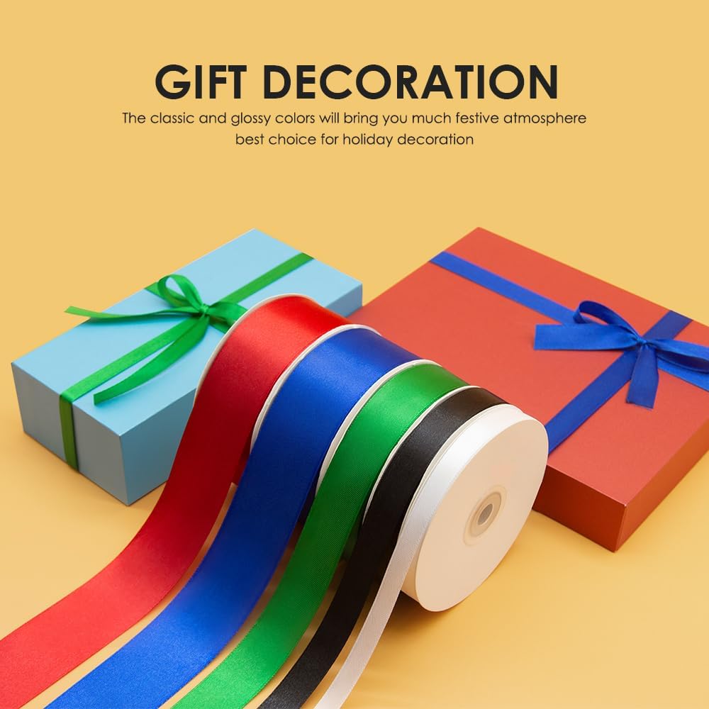 1" x 50 Yards Satin Ribbon - Royal Blue Silk Ribbon with Spool - Ideal for Gift Wrapping, Floral Bouquets, Crafts, Wedding Party Decorations, Christmas and Sewing Projects