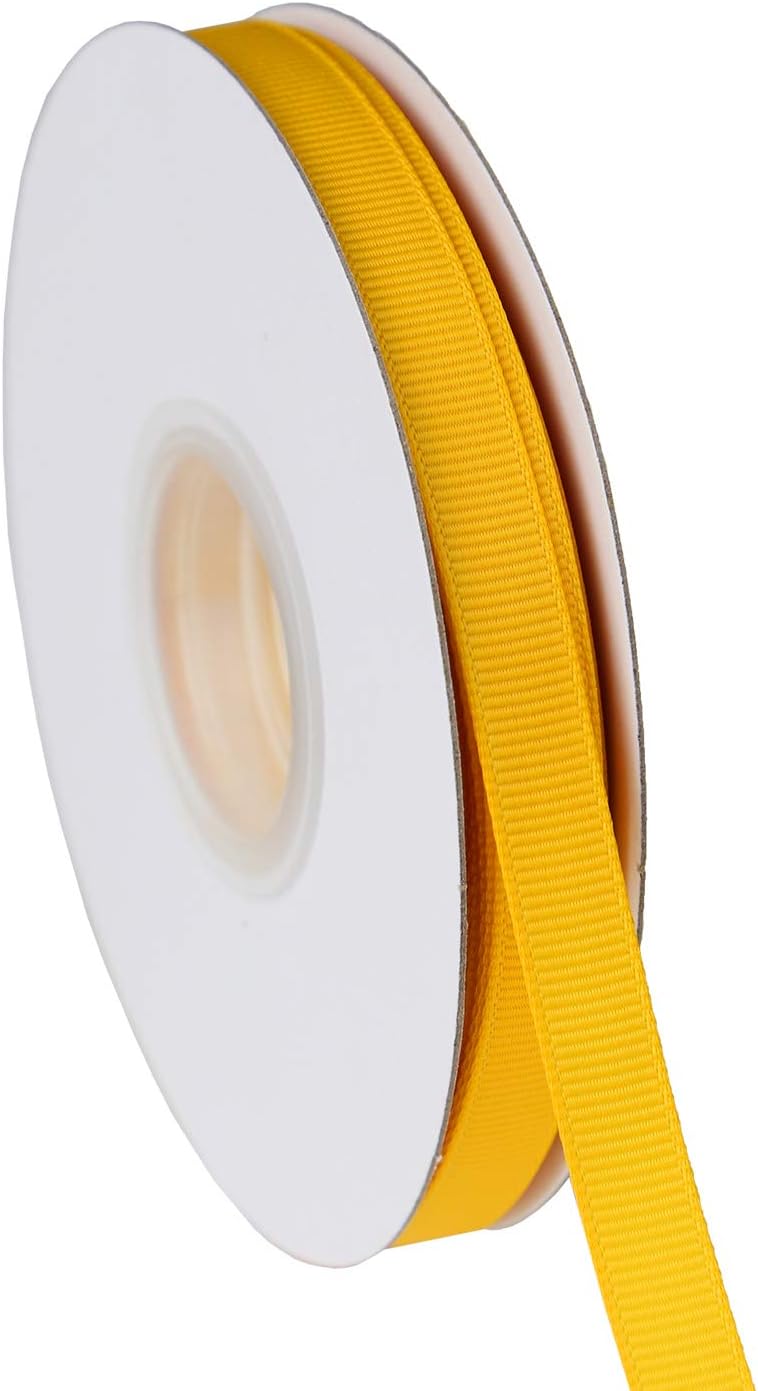 ITIsparkle 3/8" Inch Grosgrain Ribbon 50 Yards-Roll Set for Gift Wrapping Scrap Books Party Favor Hair Braids Baby Shower Decoration Cake Decoration Floral Arrangement Craft Supplies, Maize Ribbon