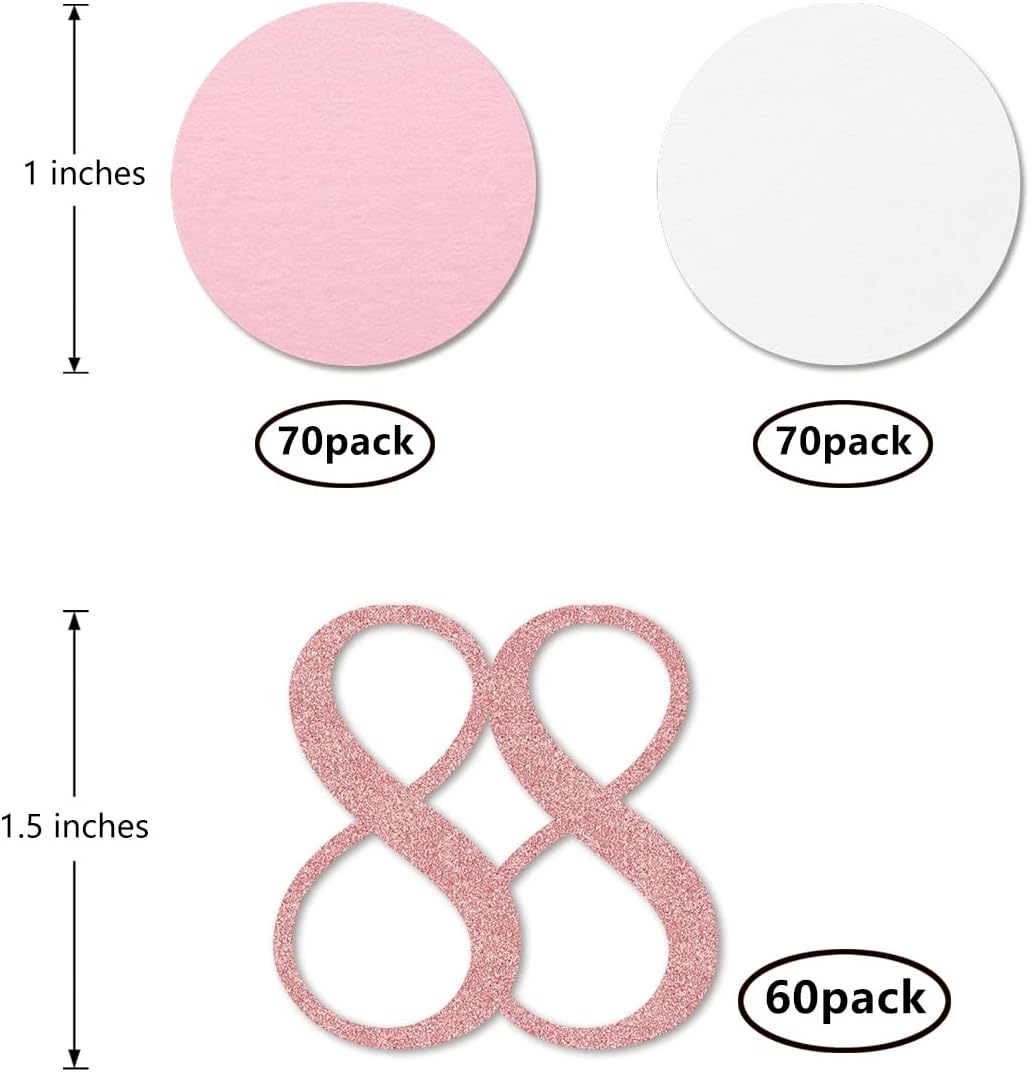 Rose Gold 88 Confetti, 88th Glitter Birthday Number Confetti, 200pcs Anniversary Party Table Decoration Supplies