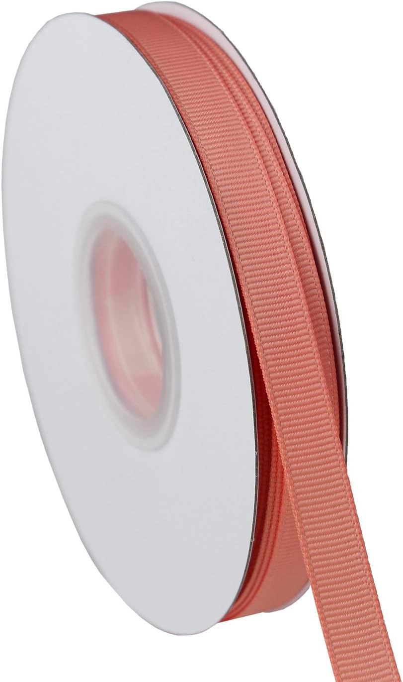 ITIsparkle 3/8" Inch Grosgrain Ribbon 50 Yards-Roll Set for Gift Wrapping Scrap Books Party Favor Hair Braids Baby Shower Decoration Cake Decoration Floral Arrangement Craft Supplies, Peach Ribbon