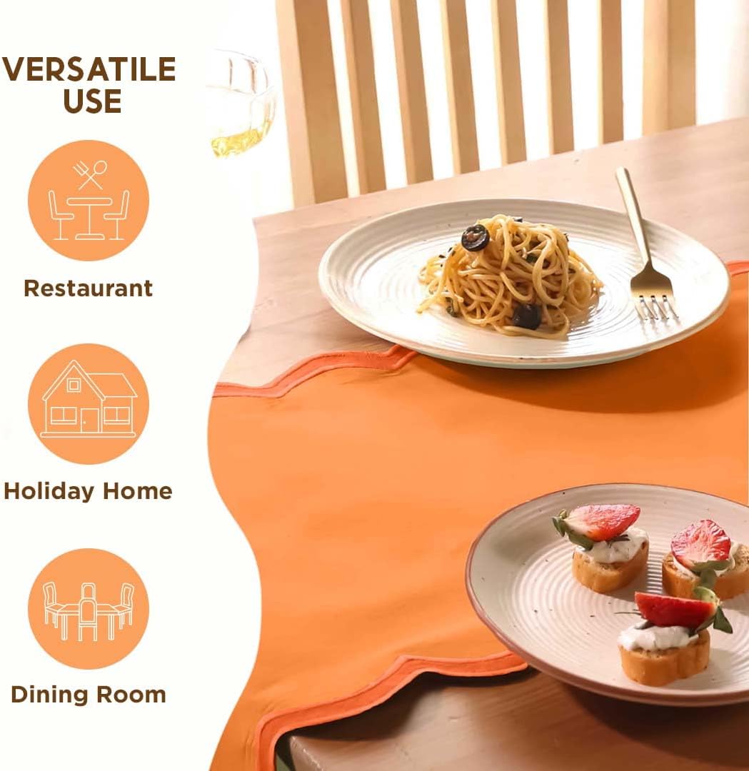 Folkulture Table Runners | Fall Table Runner 108 inches Long | 100% Cotton Table Runner for Fall Decor or Boho Decor | Orange Table Runners for Dining Room | Thanksgiving Decorations for Home