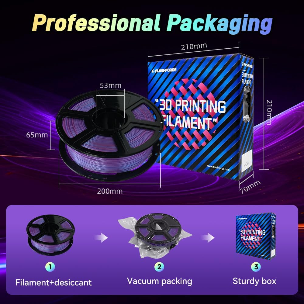 FLASHFORGE Chameleon Gradient Rapid PLA Filament Blue & Pink, High Flow Speedy Filament 1.75mm Max 500mm/s Fast Printing, Displays Shimmering Effects from Various Angles and Light