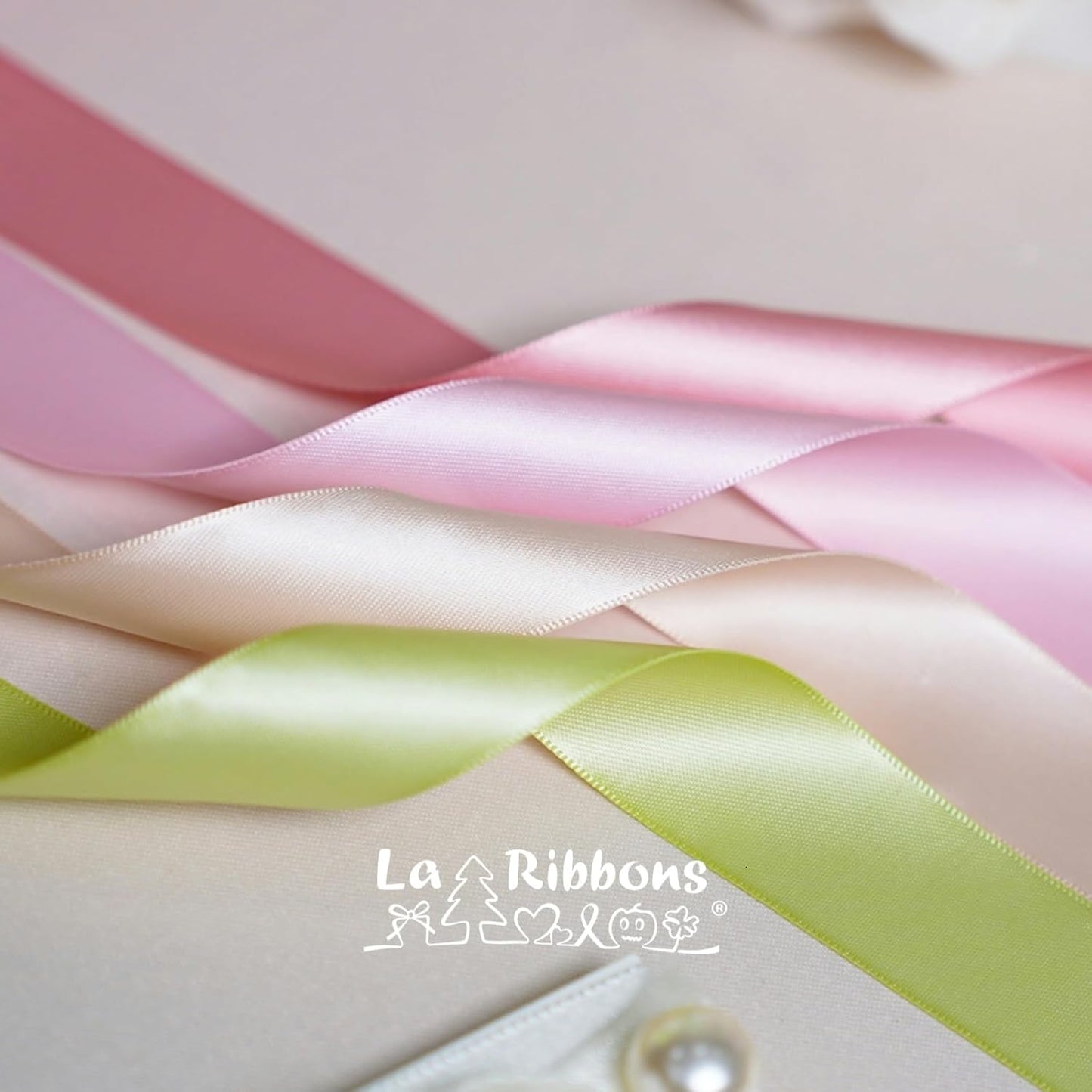 LaRibbons 1 Inch 50 Yard Double Faced Satin Ribbon,Sage Green Satin Craft Fabric Ribbon for Gift Wrapping Floral Bouquets Wedding Party Decoration