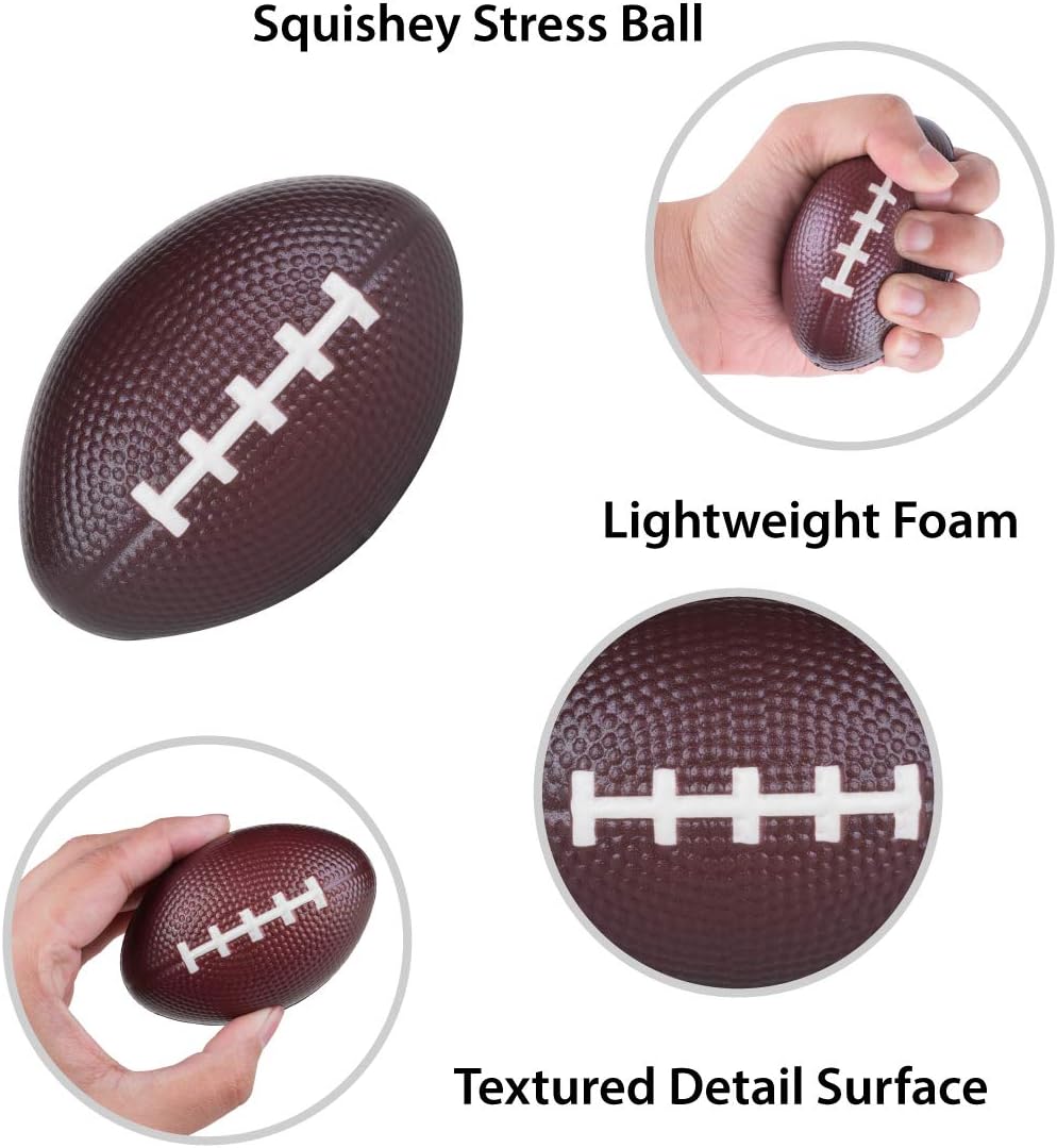 Super Z Outlet Mini Foam Sports Balls 24 Pack for Kids Adults Mini Baseball Football Basketball Soccer Stress Bulk Toy Game Party Decoration Small Relaxable (Football)