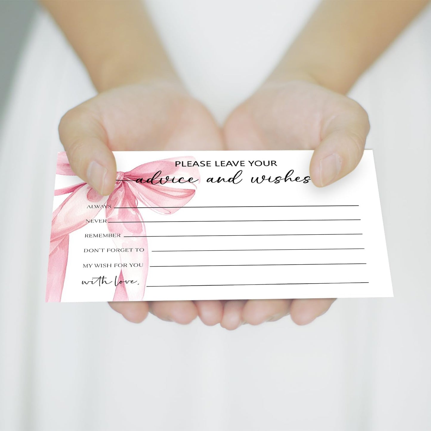 Pink Bow Advice and Wishes Card, Advice Cards for The Bride and Groom, Bridal Shower,Wedding or Baby Shower, Birthday, Graduation, Retirement, Guestbook - 25 Cards -12