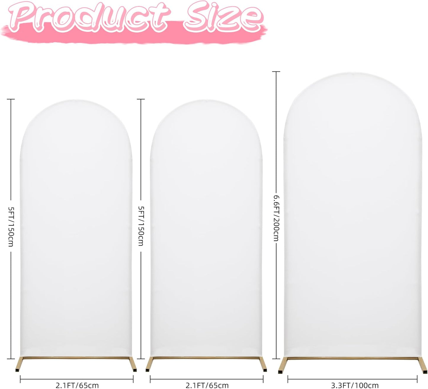 6.6FT Wedding Arch Covers Arch Backdrop Cover Arch Stand Covers Set Arch Cover Spandex Fabric Stretchy Backdrop for Wedding Birthday Party Decoration Baby Shower (White, Cover Only)