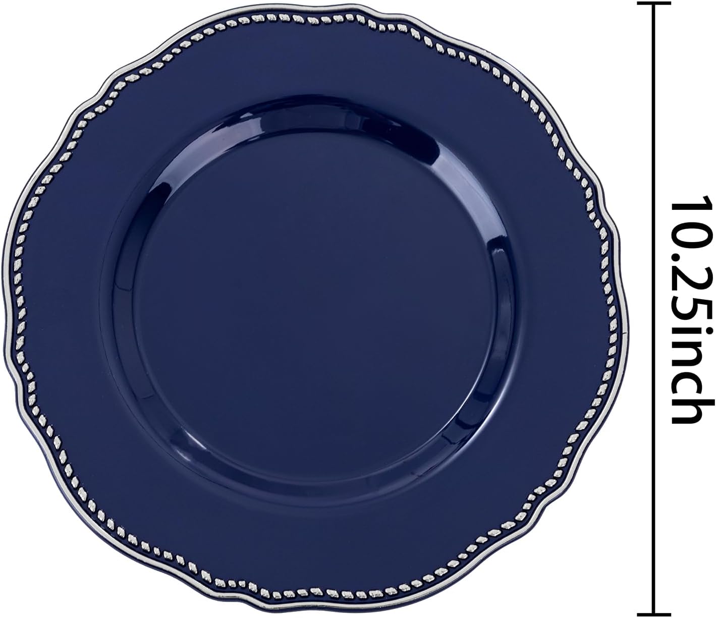 Hioasis 60pcs Blue Plastic Plates - Blue and Silver Disposable Dinnerware with Gold Rim, Heavy-duty, 10.25 inch, Dinner Plates for Party & Wedding