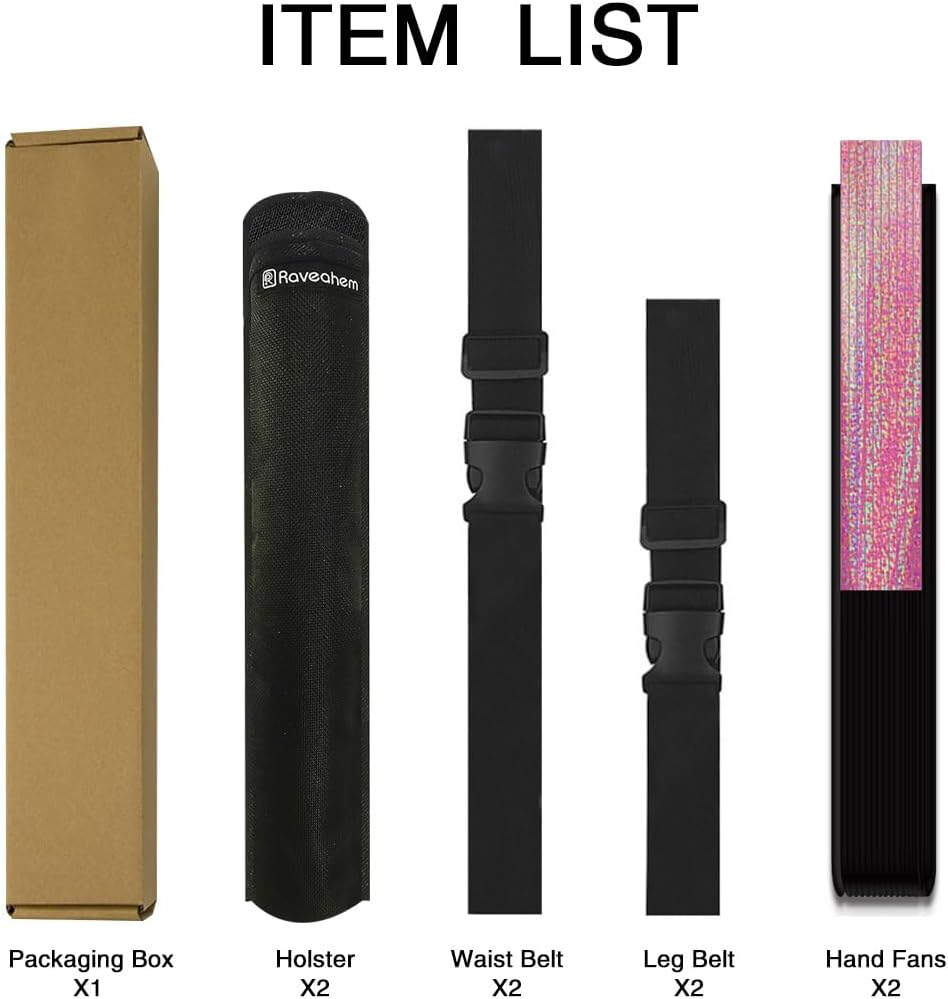 13" Large Folding Rave Fan with Holster, Clack Hand Fans Foldable for Line Dancing, Boots On The Ground Fan for Women Men Festival EDM Party Decoration, Lridescent Pink 2 Pack