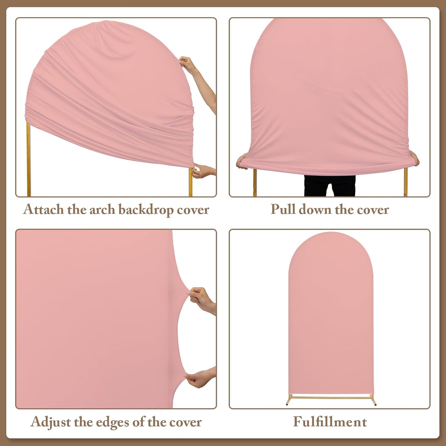 Metal Arch Backdrop Stand and Cover Set, 8FT, 6.6FT Party Backdrop, Easy to Assemble, Backdrop Stand for Parties, Birthday, Baby Shower