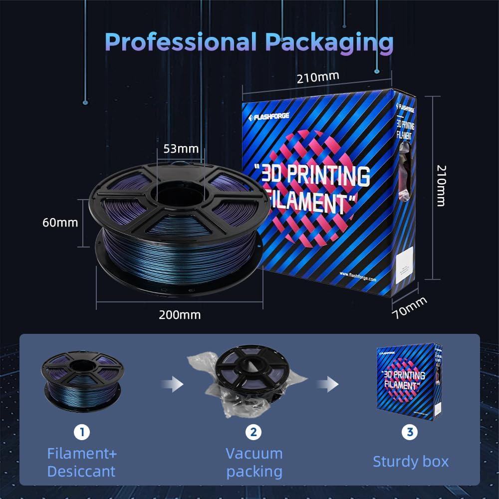 FLASHFORGE PETG Filament 1.75mm, Chameleon Color Shift 3D Printer Filament, Changes Color with Light and Angles, 1KG Spool (2.2lbs), Dimensional Accuracy±0.02 mm, Premium PETG Filament(Burnt Titanium)