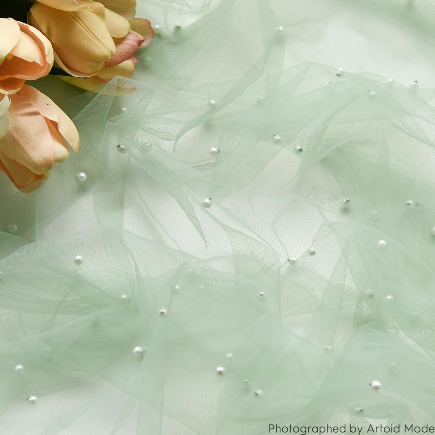 Artoid Mode Pearl Green Gauze Table Runner 120 Inch 10FT, Seasonal Sheer Dining Holiday Wedding Birthday Baby Shower Table Decor for Home Party