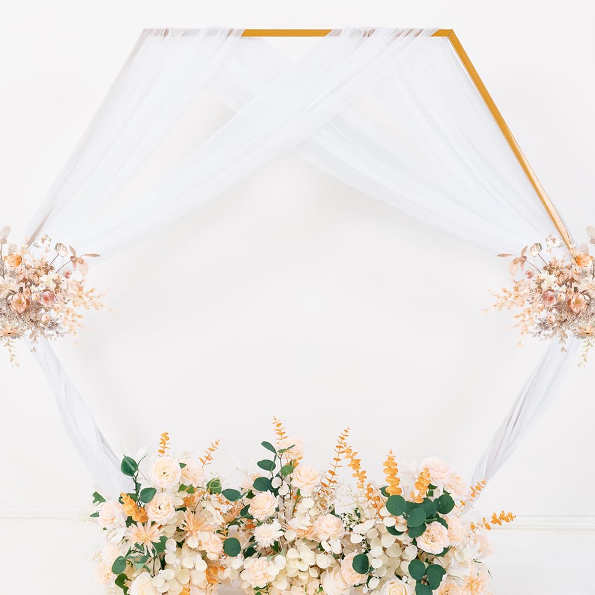 MLMC White Wedding Arch Draping Fabric 4 Panels 29" x 20 FT Extra Long Gauze Drapes Sheer Backdrop Curtains 6.6 Yards Outdoor Drapery Panels for Wedding Ceremony Party Ceiling Decoration