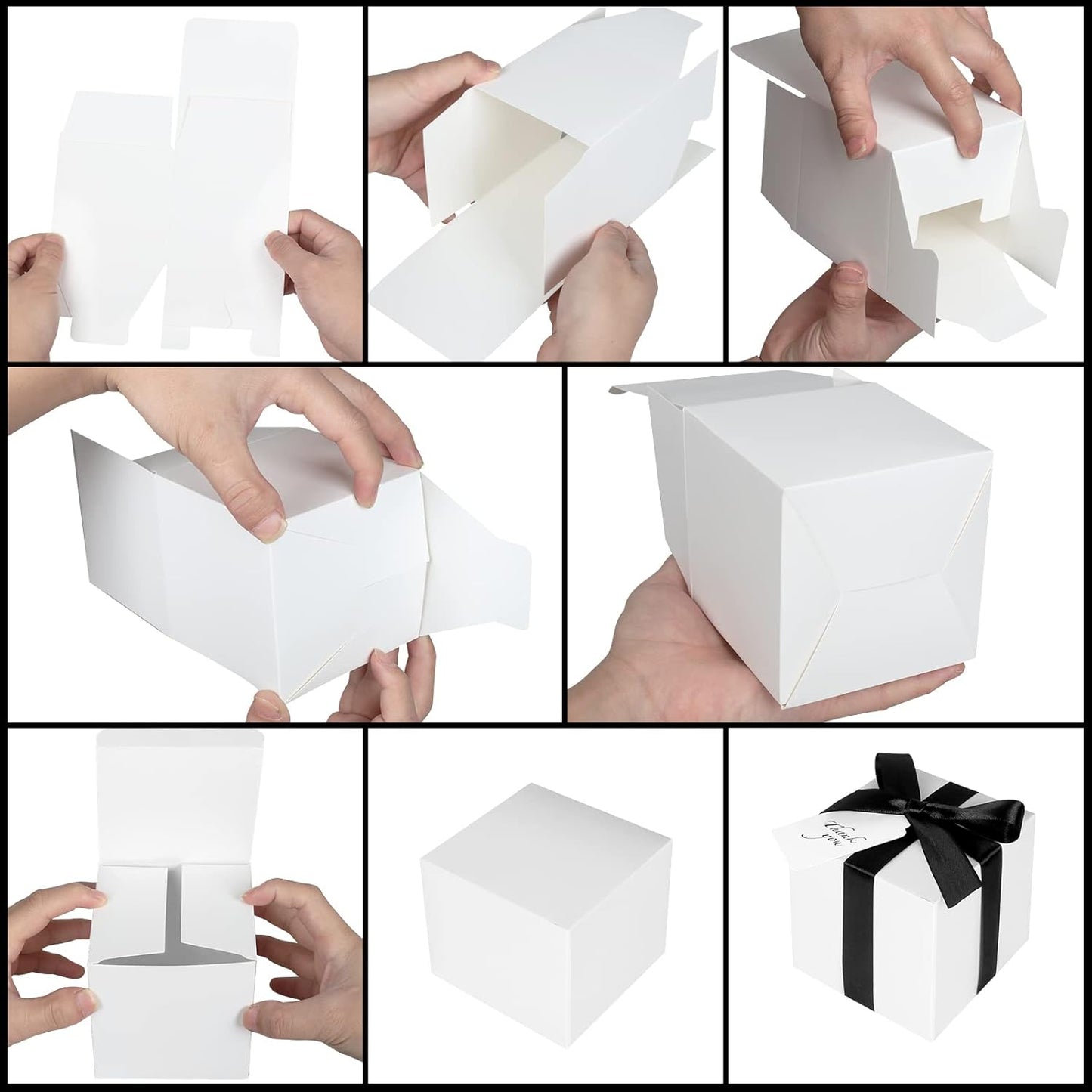 50 Pack Small Gift Boxes, 2x2x2 Favor Boxes White Paper Gift Boxes with Lids for Presents, Crafting, Cupcake Boxes, Gifts, Candy Boxes for Wedding Party Bridal Shower Baby Shower Favors