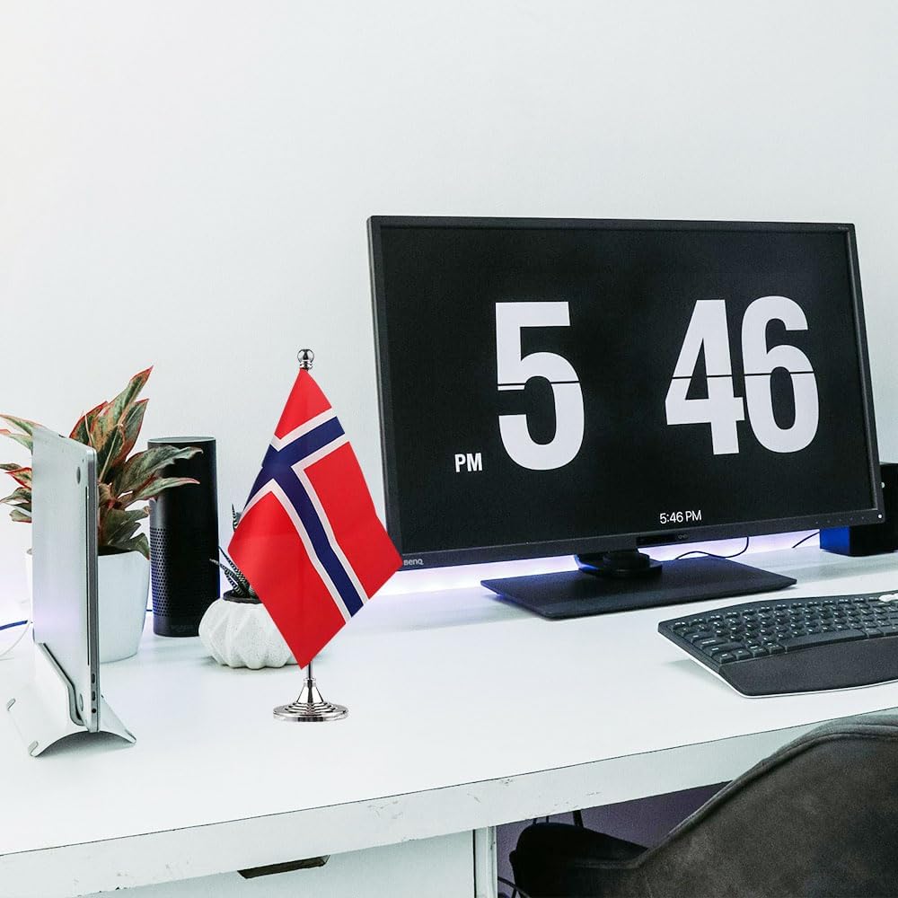 Norway Flag Norwegian Flags, Small Mini Norwegian Desk Flag, Used for Table Office Classroom Home Patriotic Events Decorations