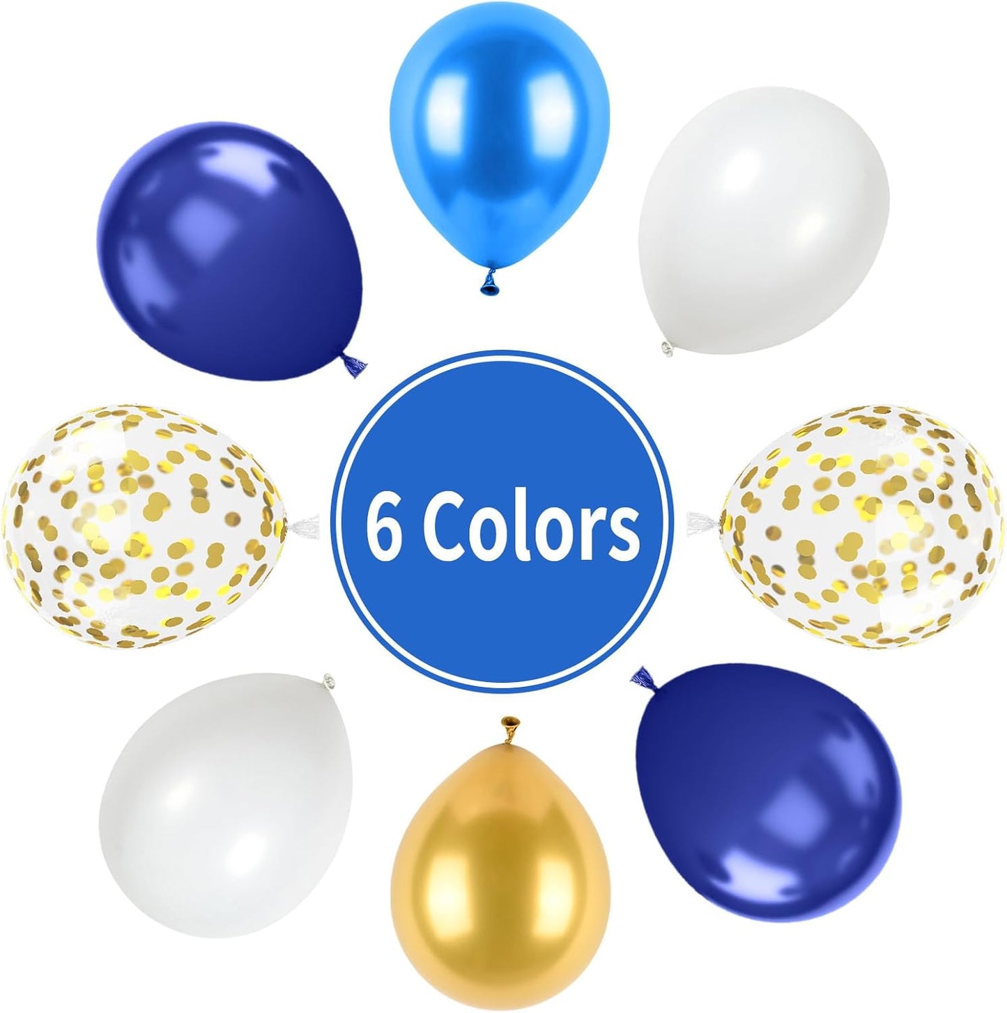 Navy Blue and Gold Balloons, Metallic Golden and Blue Balloon Navy and White Latex Balloons Gold Confetti Party Graduation Balloon for Birthday Baby Shower Wedding Decorations