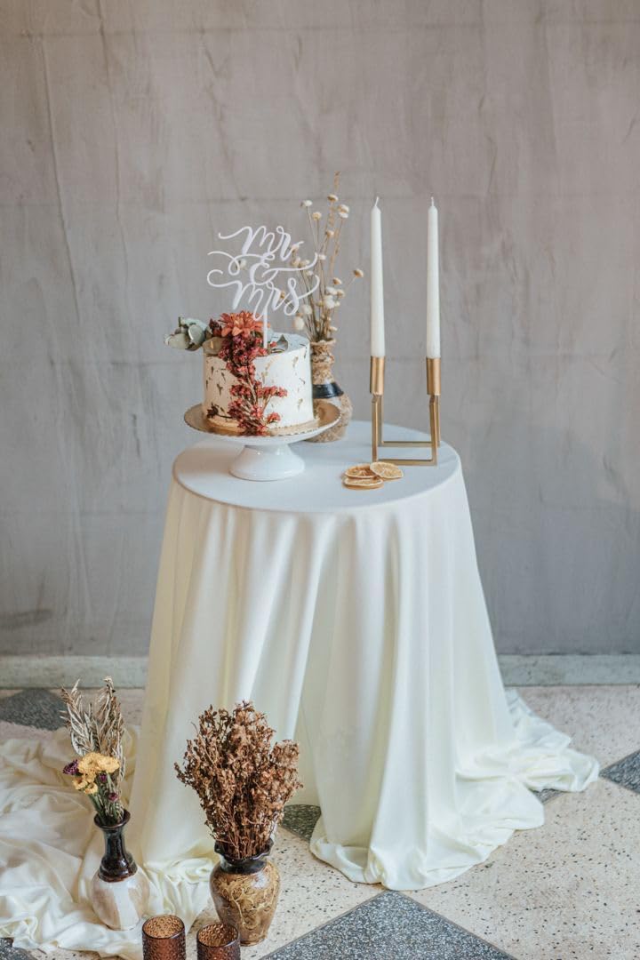 Mr and Mrs Cake Topper - Glitter Silver Acrylic Wedding Cake Decorations, Bride and Groom Cake Pick (Silver)