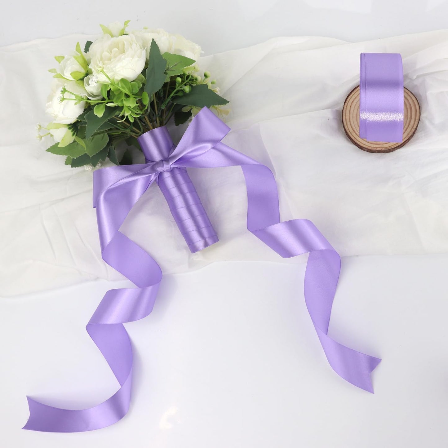 Light Purple Solid Satin Ribbon 1-1/2 Inch 50 Yards Solid Polyester Fabric Ribbon for Gift Wrapping Wedding Christmas Baby Shower Birthday Party Decoration Handmade Immortal Flower Craft
