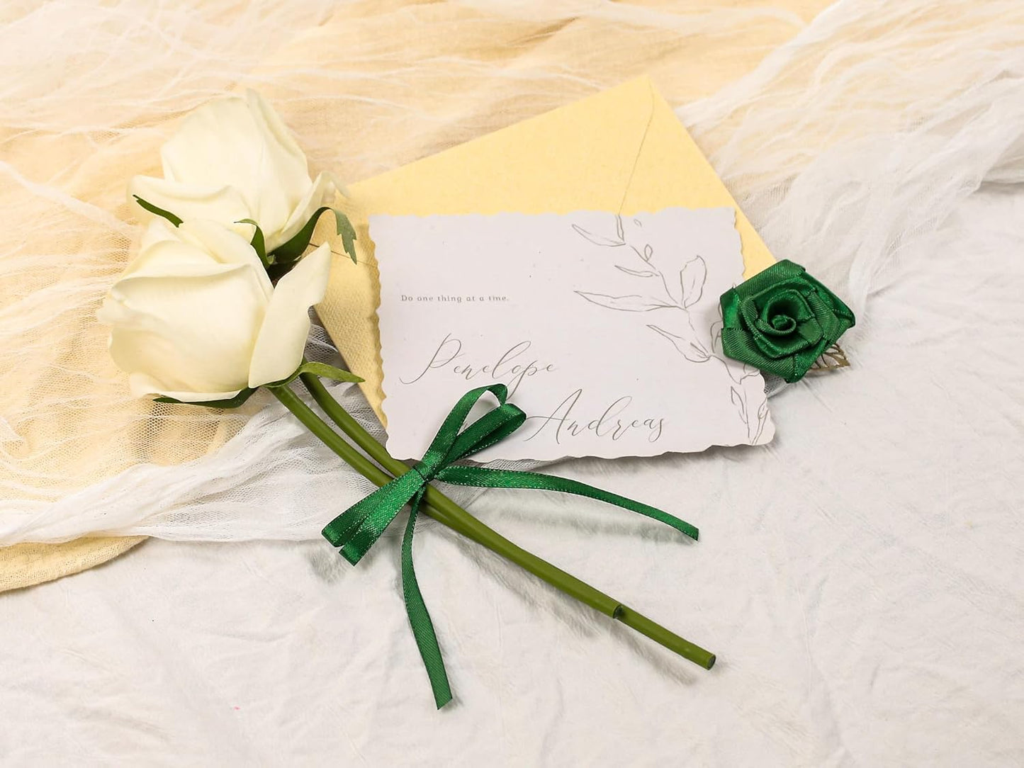 Green Satin Ribbon 1/4 inch X Continuous 50 Yards, Single Face Polyester Ribbon Perfect for Gift Wrapping, Flower Bouquet, Wedding Decor, Crafts, Bow Making, Sewing and More