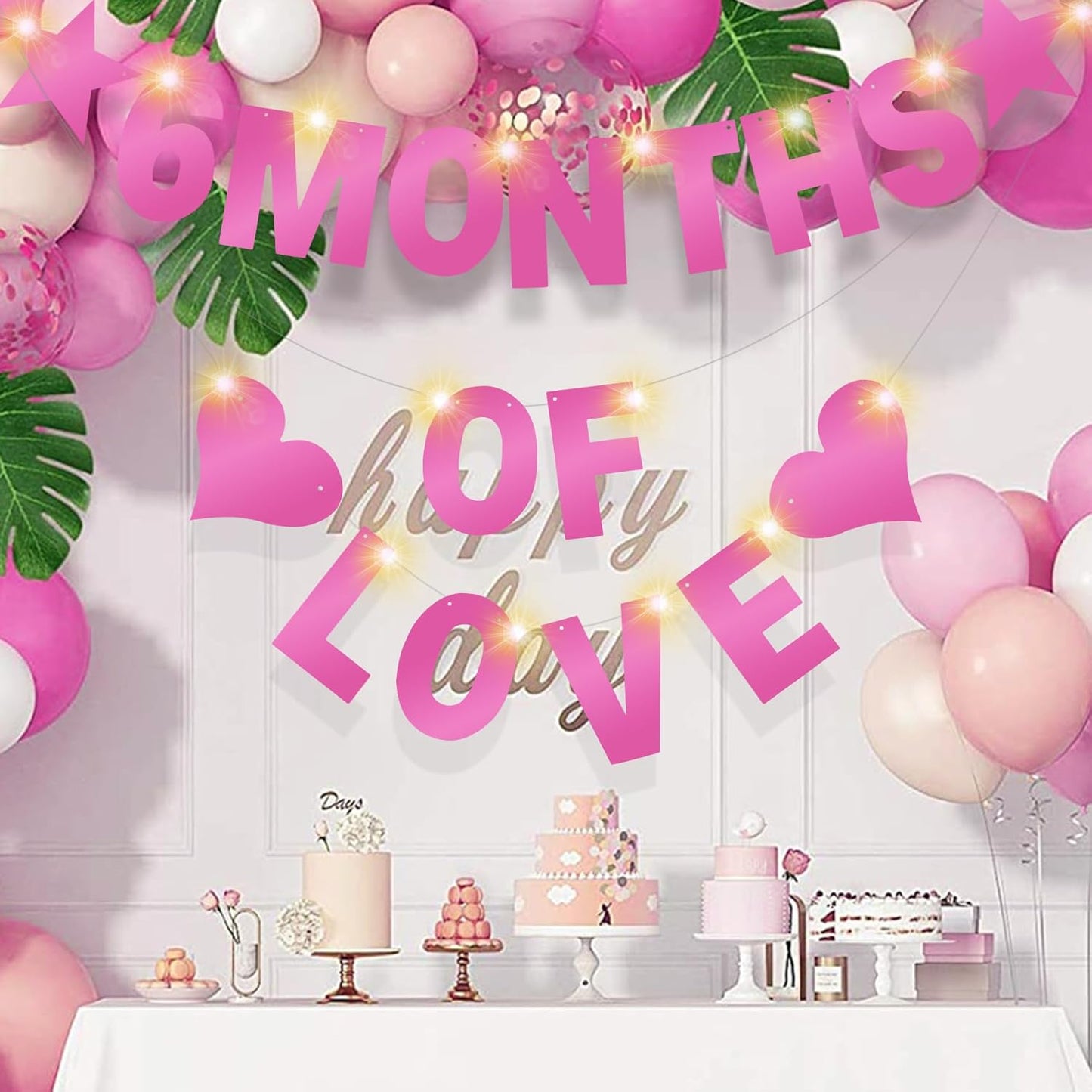 167Pcs DIY Glitter Customizable Banner Kit Happy Birthday Letter Banners Valentine's Day Garlands Personalized Love Heart Banner Decor Baby Shower Birthday Party Decorations Supplies(Shiny Light Pink)