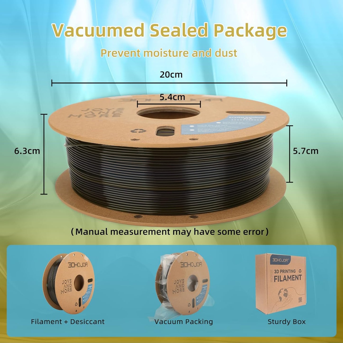 Transparent Multi Rainbow Color Gradient Change PLA 1.75mm 1KG 3D Printing Filament Crystal Rainbow PLA Clear PLA Filament with Cardboard Spool -Galaxy