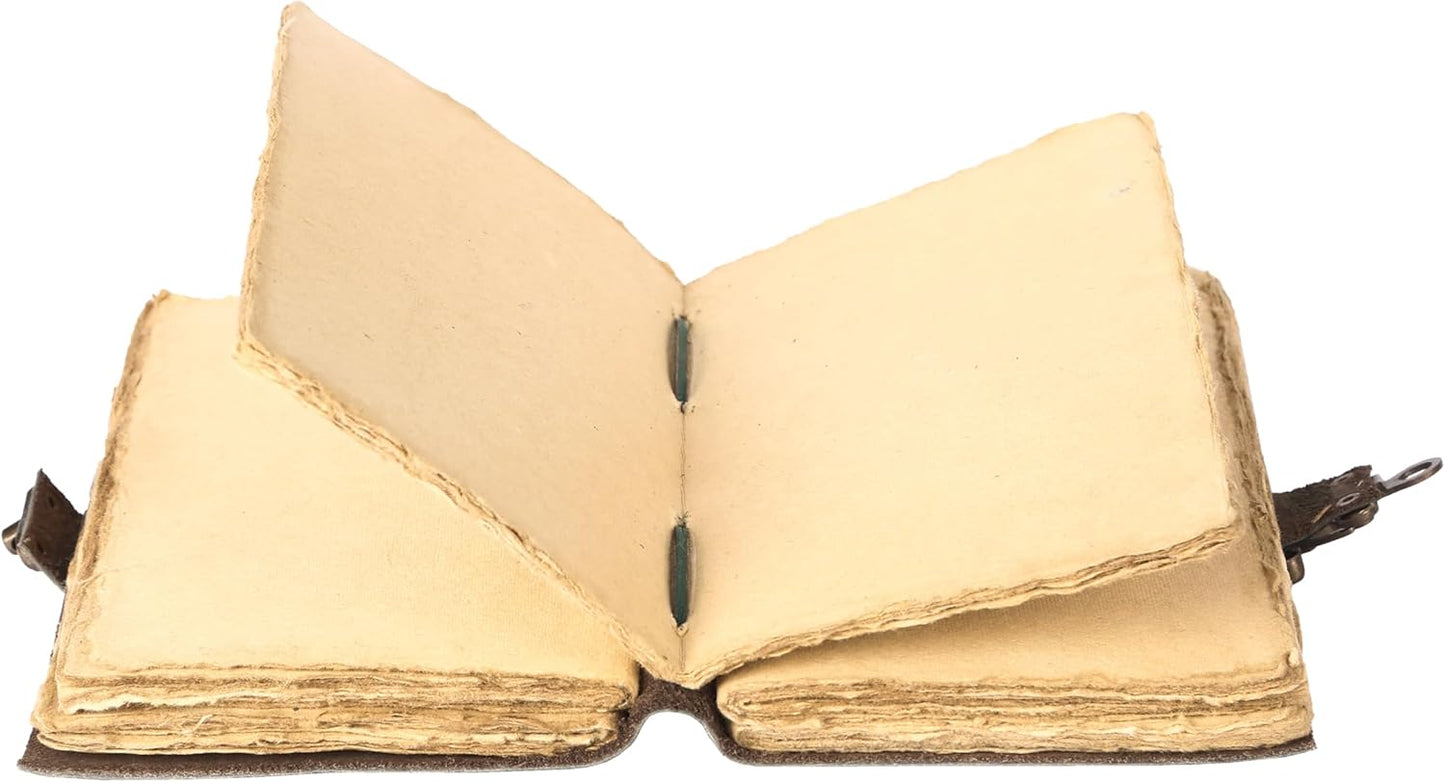 Vintage Leather Journal Handmade Buffalo Non-Refillable Deckle Edge Paper – Leather Bound Journal for Women, Men, C-Lock Closure Ideal for Writing & Travel for Artists (Sea Green)