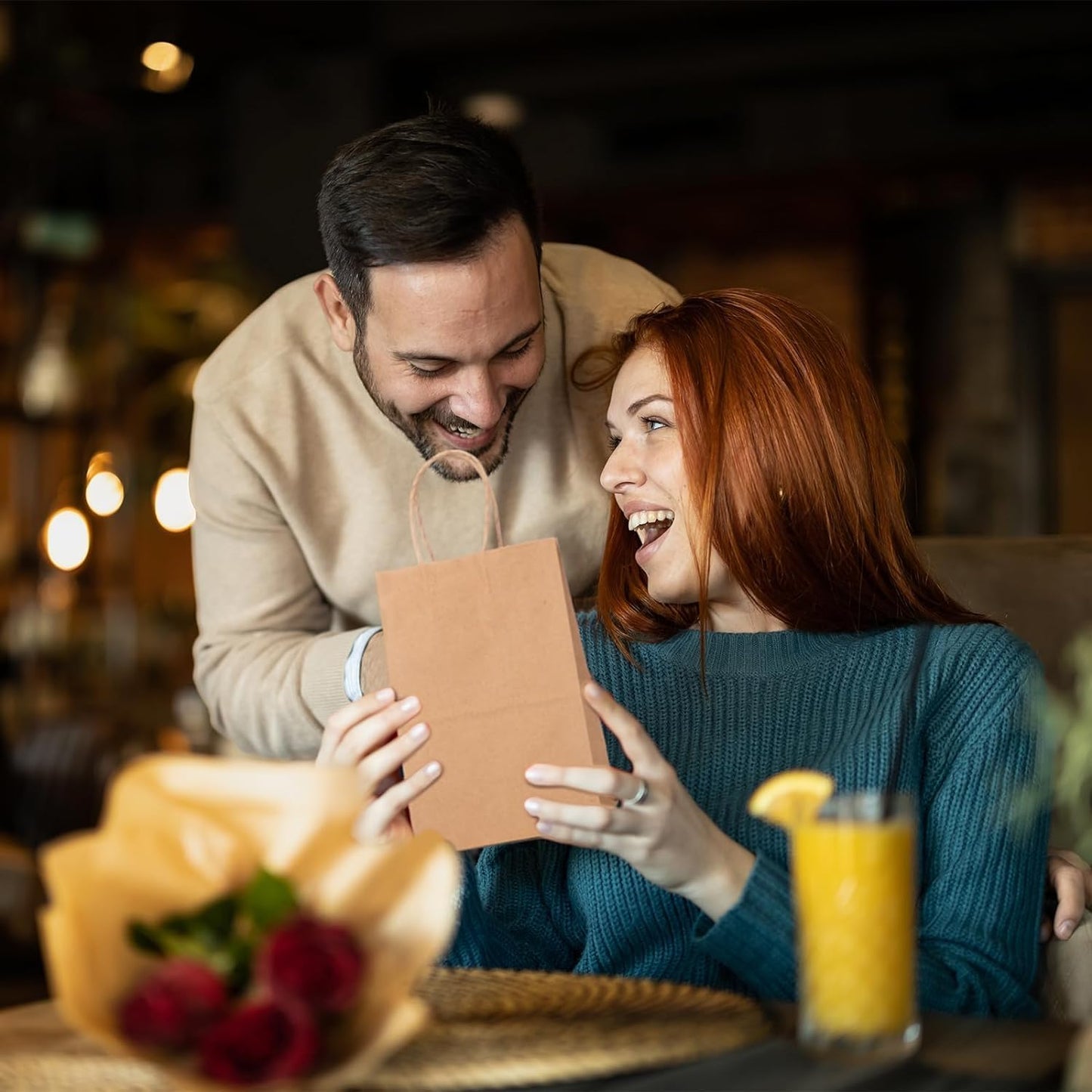 METRONIC Paper Gift Bags 5.25x3.75x8 1000Pcs,Christmas Paper Bag with Handles, Brown Kraft for Small Business, Heavy Duty Bulk for Birthday Party Favors, Shopping, Retail