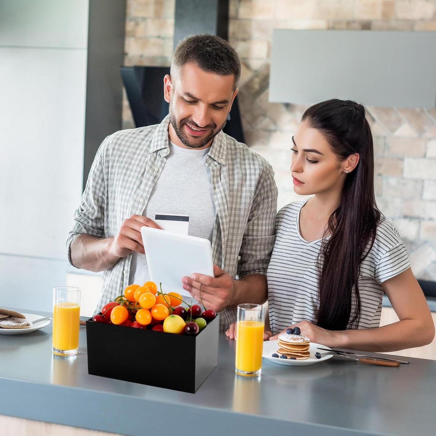 Leinuosen 7 Pcs Large Buffet Risers Set 6" to 12" Acrylic Display Box Catering Dessert Table Riser Food Display Decorative Stand with Hollow Bottom for Catering Supplies(Black, Rectangle)